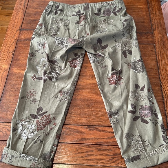 Democracy Floral Ankle Pants - Olive and Brown - Picture 7 of 9